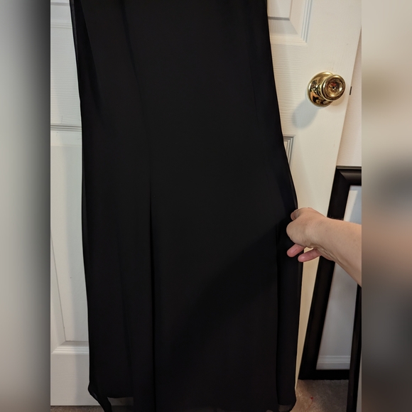 David's Bridal black floor length high neck chiffon dress size 8 - Picture 3 of 8
